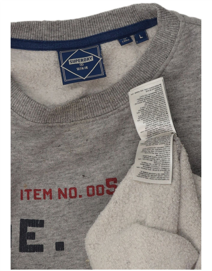 SUPERDRY Sweat-Shirt Graphique Homme Grand Gris Moucheté Coton