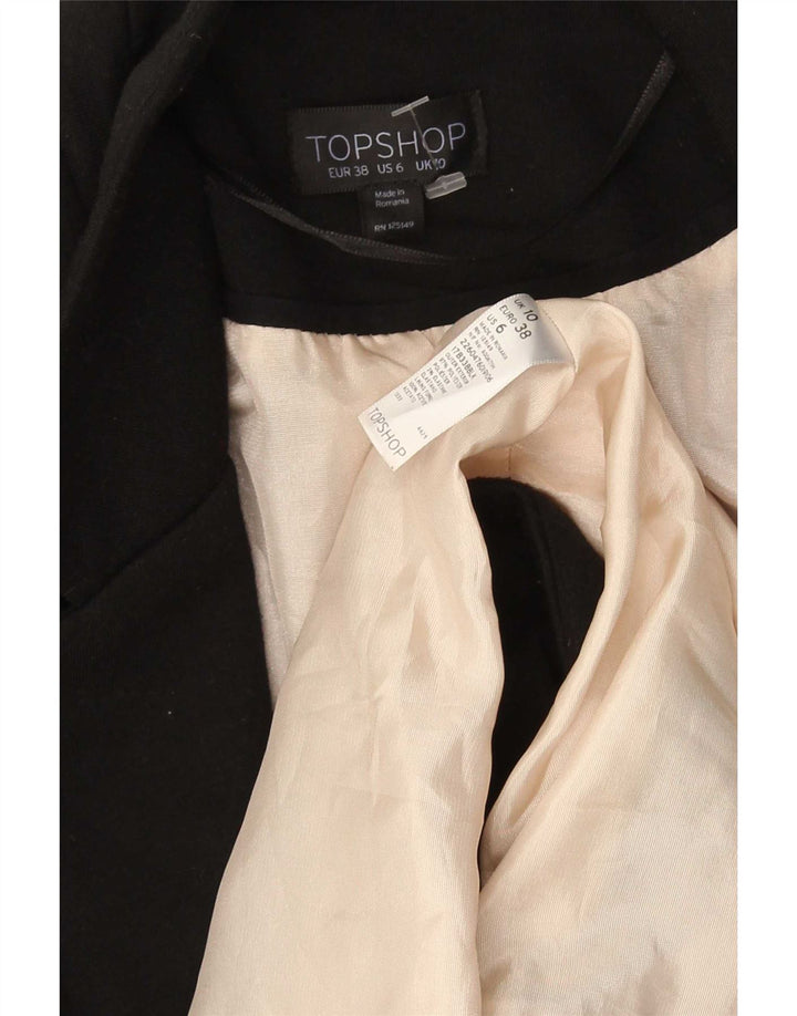 Topshop Veste Blazer Ouverte Femme UK 10 Petit Noir Polyester