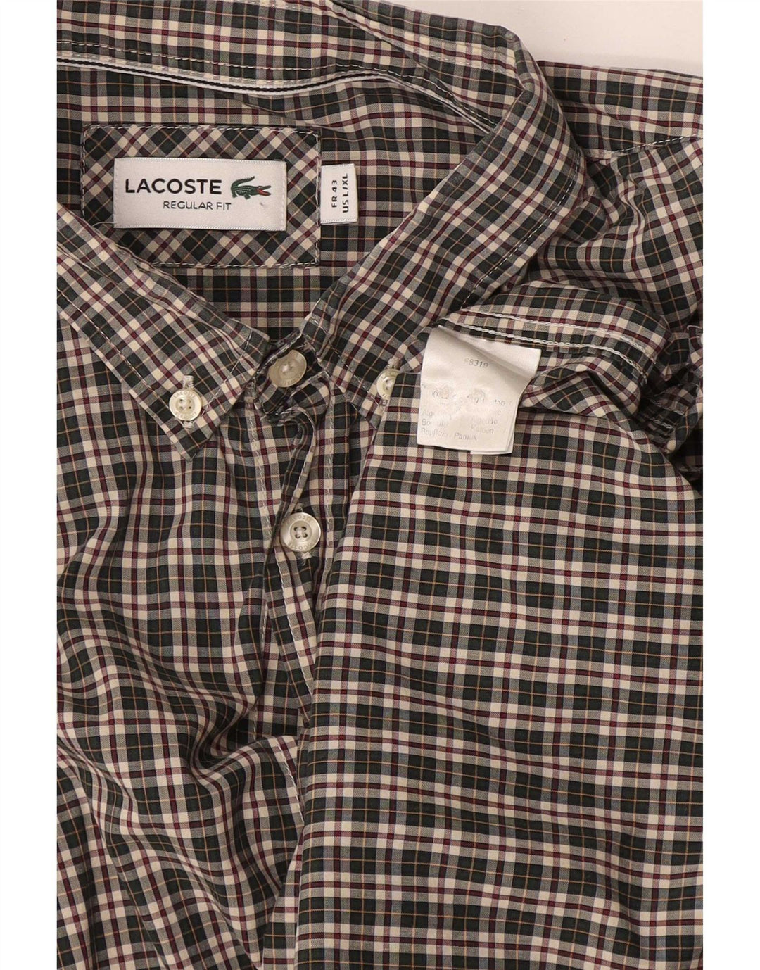 Lacoste Chemise Regular Fit Homme Taille 43 Grand Coton à Carreaux Vert