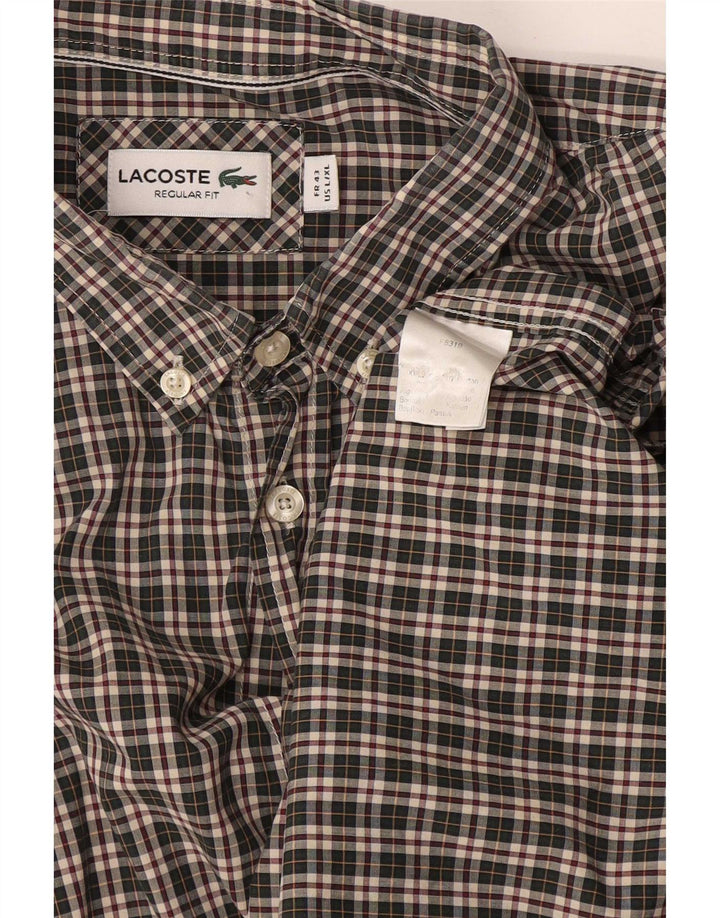 Lacoste Chemise Regular Fit Homme Taille 43 Grand Coton à Carreaux Vert