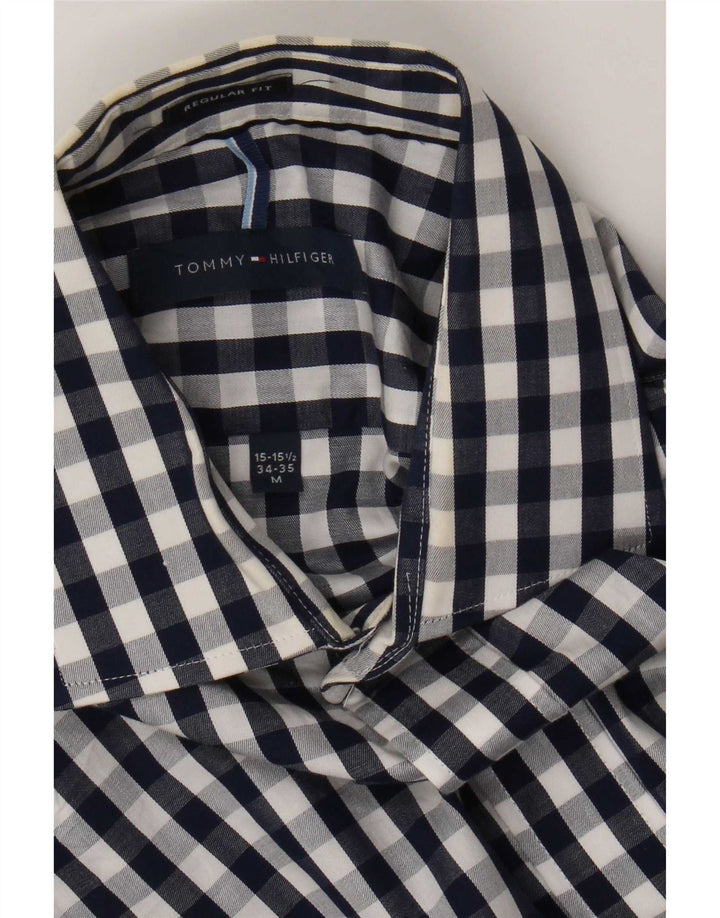 Tommy Hilfiger Chemise coupe régulière pour homme Taille 15 1/2 Vichy bleu marine moyen