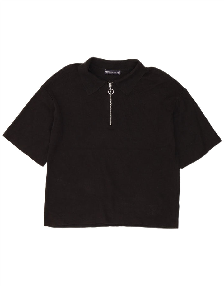 Marks & Spencer Polo Femme UK 14 Medium Noir Viscose