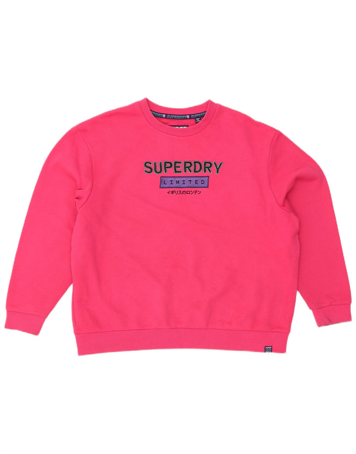 SUPERDRY Sweat-shirt graphique surdimensionné pour femme UK 14 Large Rose
