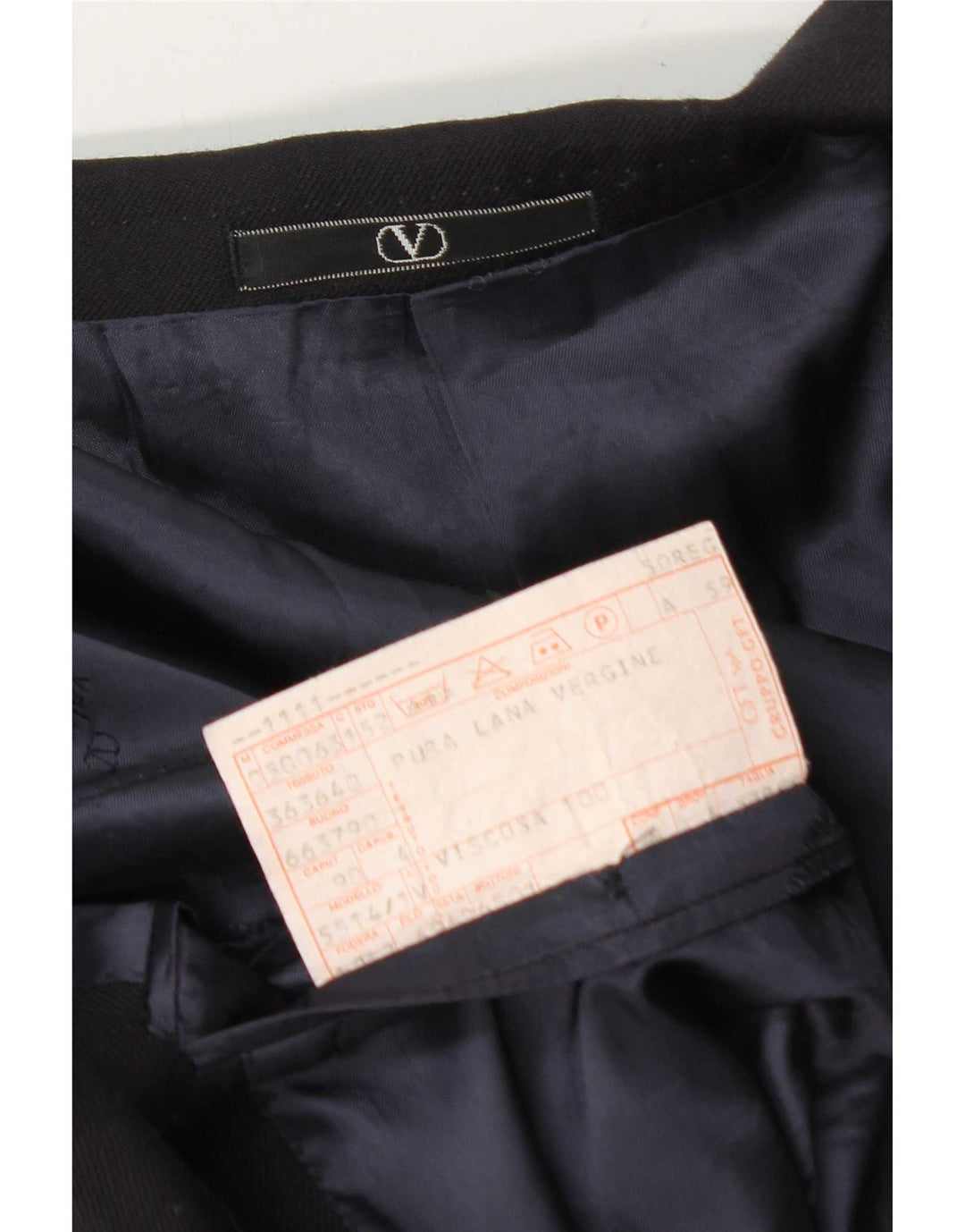 Valentino Veste Blazer 2 Boutons Homme IT 50 Large Bleu Marine Laine