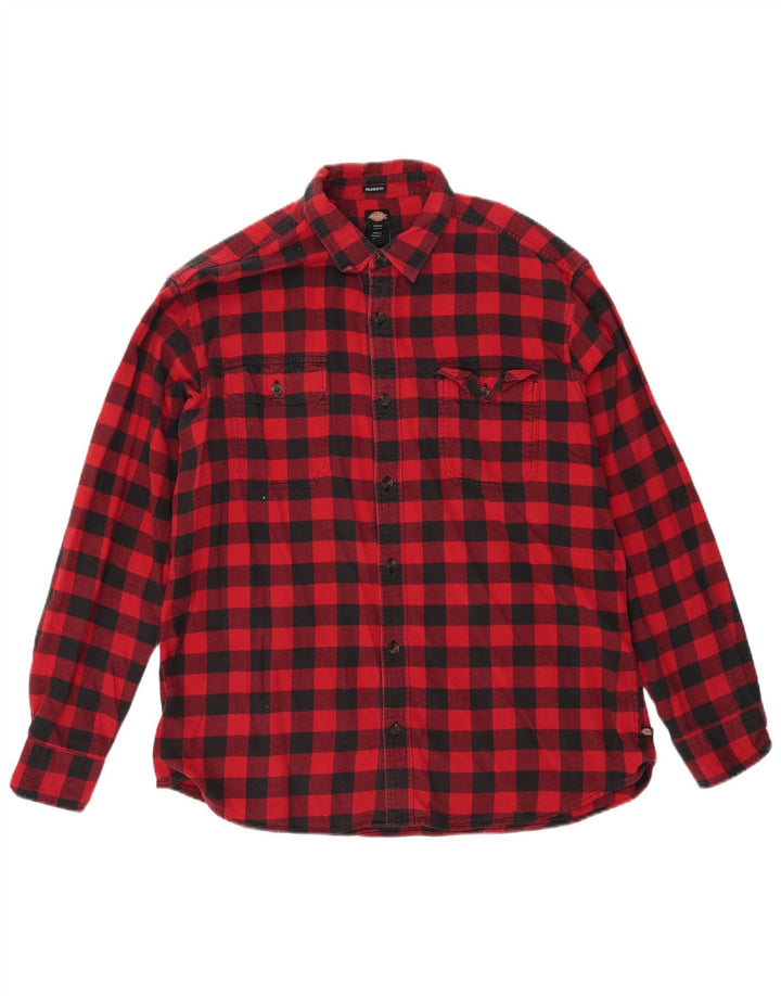 Dickies Chemise en flanelle coupe décontractée pour homme, grands carreaux rouges