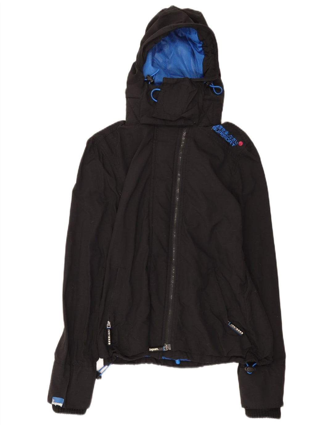 Superdry Veste de pluie à capuche Windcheater pour femme UK 14 Medium Black Nylon