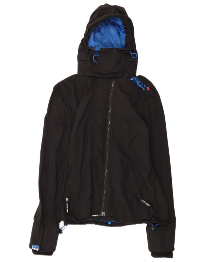 Superdry Veste de pluie à capuche Windcheater pour femme UK 14 Medium Black Nylon