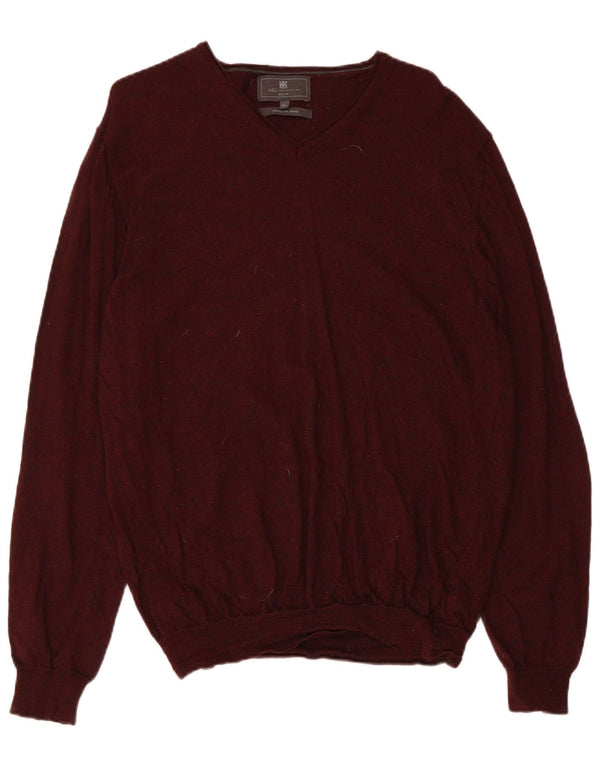Marks & Spencer Pull coupe ajustée à col en V pour homme XL en laine mérinos marron