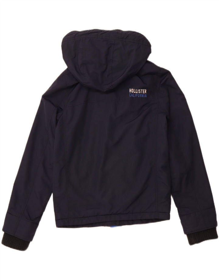 HOLLISTER Veste coupe-vent à capuche pour femme UK 10 Small Bleu marine Nylon