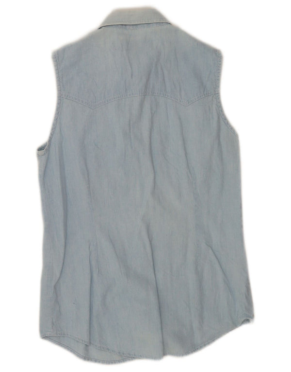 Lee Chemise en jean sans manches pour femme UK 10 Petit coton bleu
