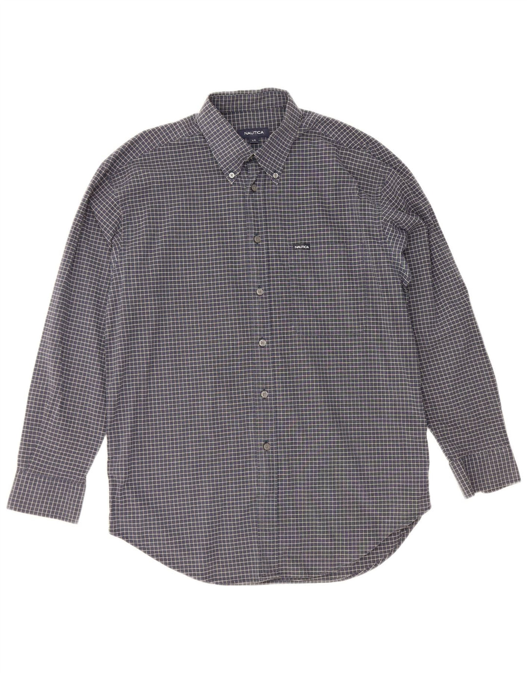 Nautica Chemise Homme Grand Carreau Bleu Marine Coton