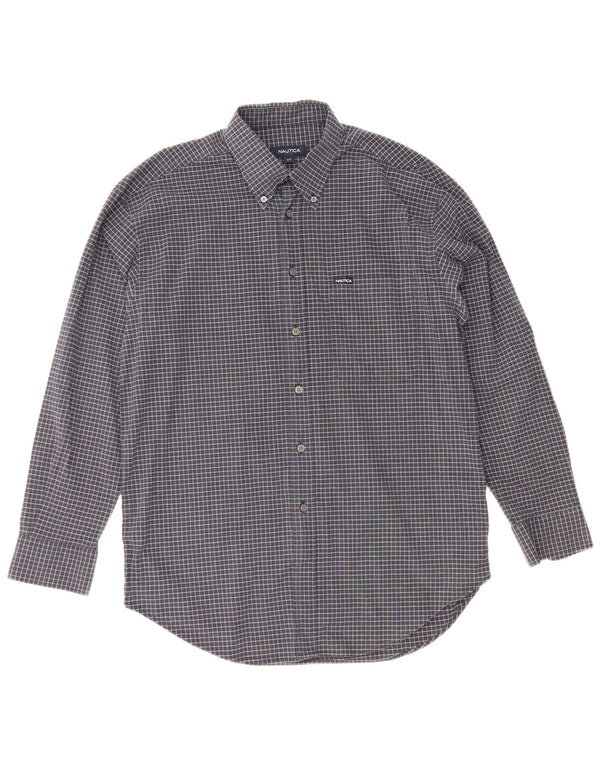 Nautica Chemise Homme Grand Carreau Bleu Marine Coton