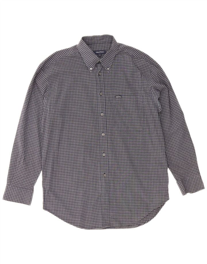 Nautica Chemise Homme Grand Carreau Bleu Marine Coton