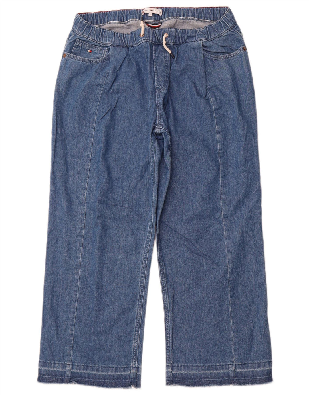 TOMMY HILFIGER Jean Capri à Jambe Large Fille 15-16 Ans W28 L23 Bleu Coton