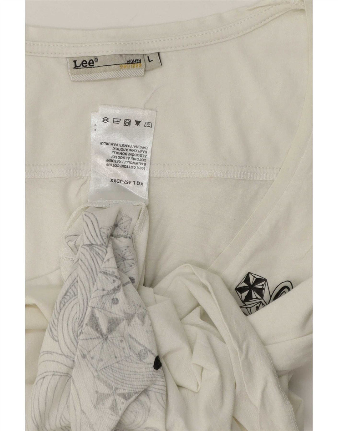 Lee Haut Femme Manches 3/4 UK 16 Grand Coton Blanc