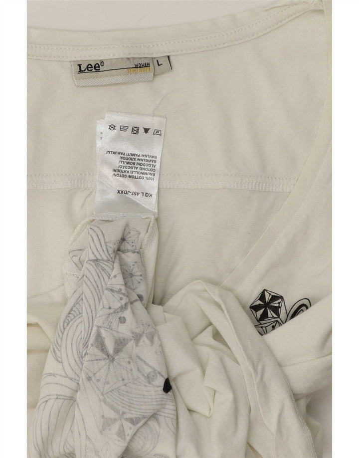 Lee Haut Femme Manches 3/4 UK 16 Grand Coton Blanc