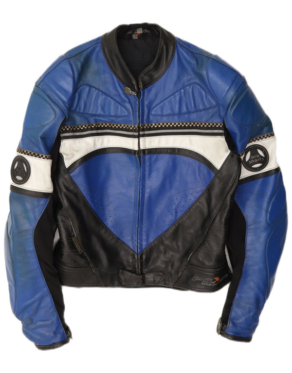 Hein Gericke Veste en cuir Moto Racer pour homme Taille 54 XL Bleu Colorblock