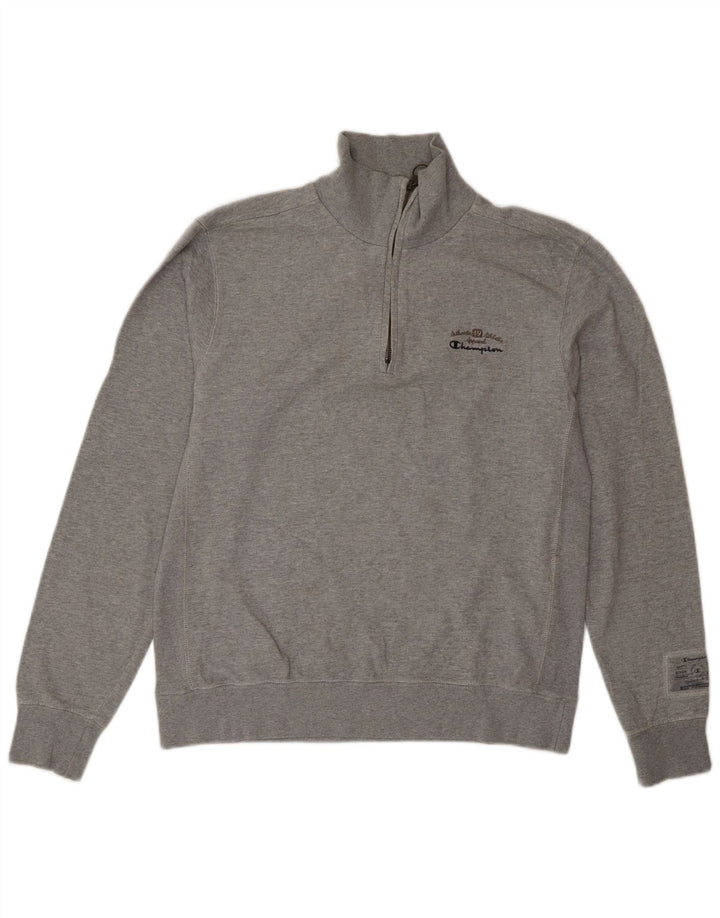 Champion Sweat-Shirt Col Zippé Homme Gris Moyen Coton