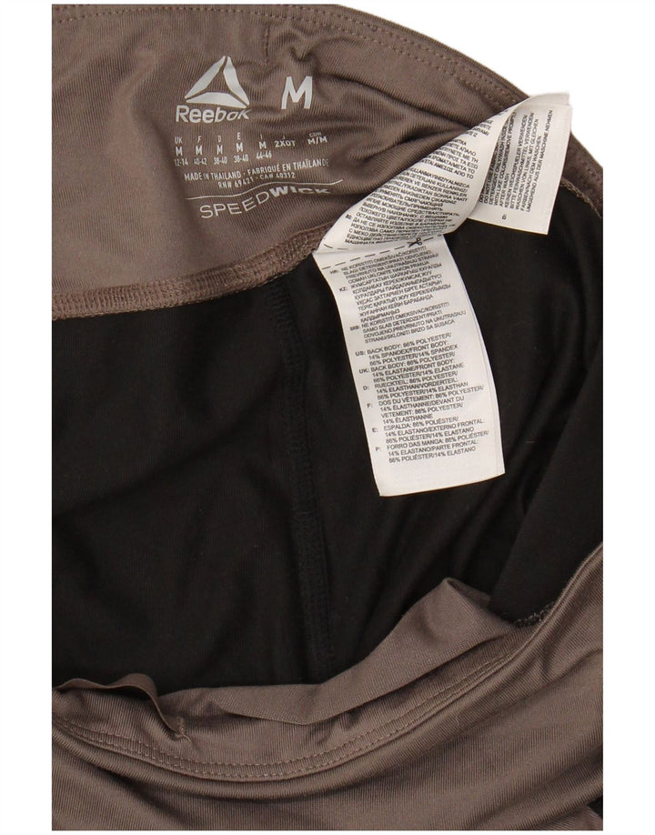 REEBOK Leggings Graphiques Femme UK 12/14 Gris Moyen Colorblock Polyester