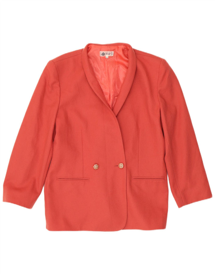 Veste Blazer Double Boutonnage Femme Vintage IT 48 XL Laine Vierge Rose