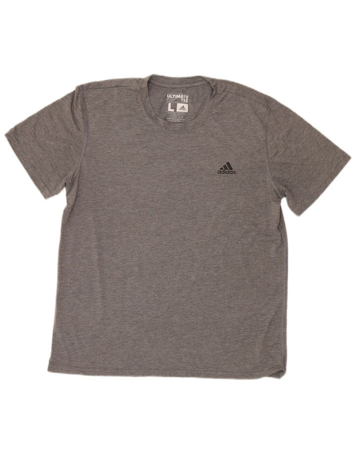 Adidas Hommes Climalite T-Shirt Haut Grand Gris Moucheté Polyester