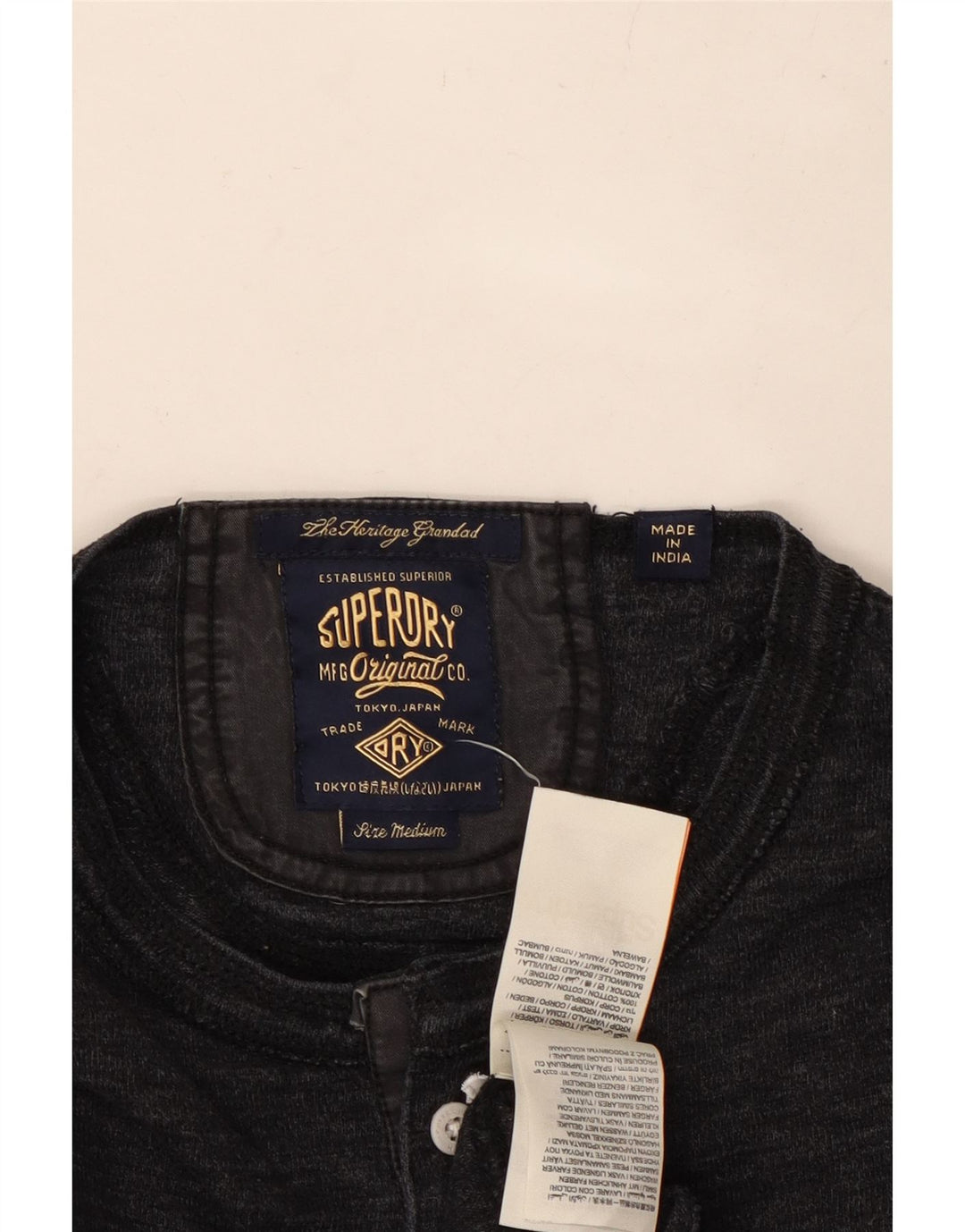 SUPERDRY Haut à Manches Longues Homme Gris Moyen Coton