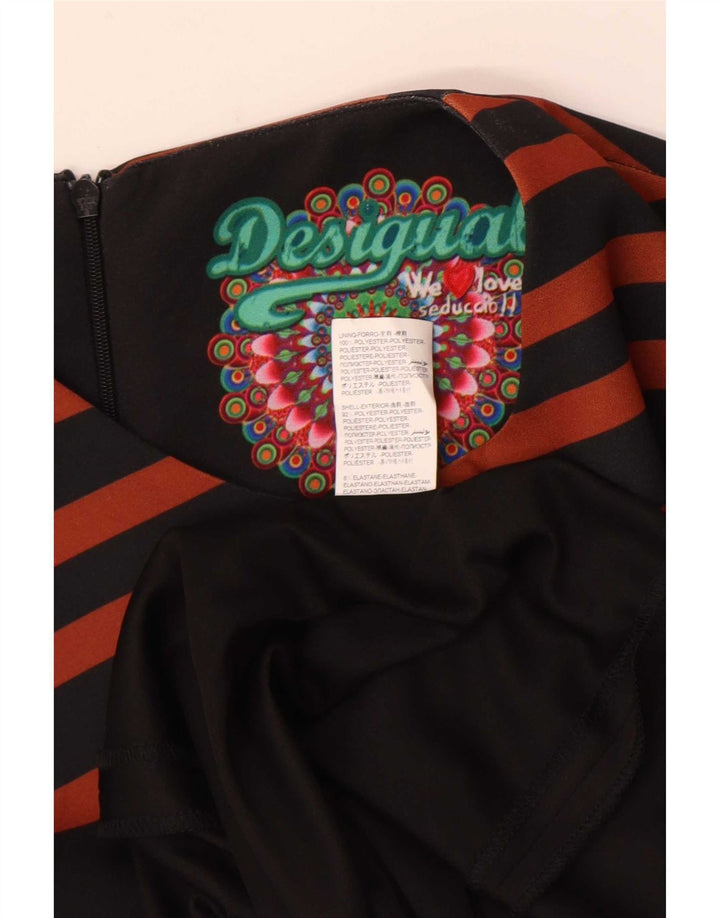 Desigual Robe droite sans manches graphique pour femme EU 38 Rayé noir moyen