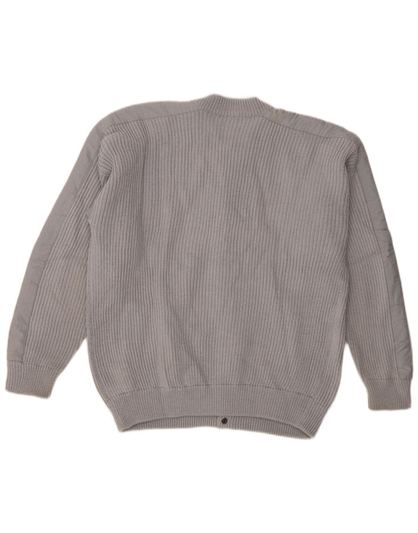 vintage Mens Cardigan Pull Moyen Gris Rétro