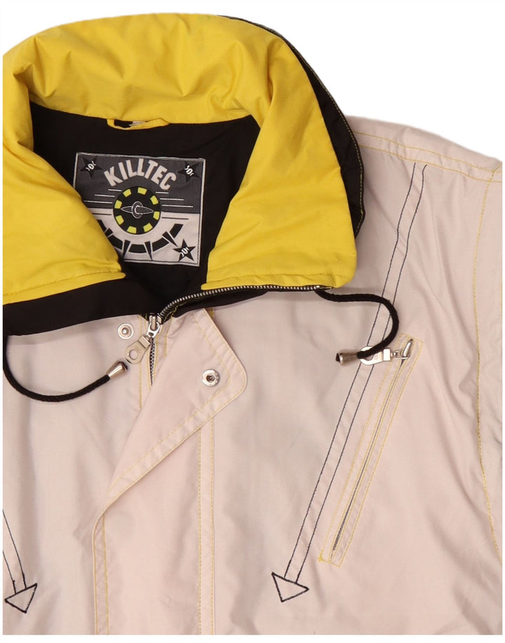 Killtec Veste de pluie graphique pour homme UK 40 Large Blanc Colorblock Polyester