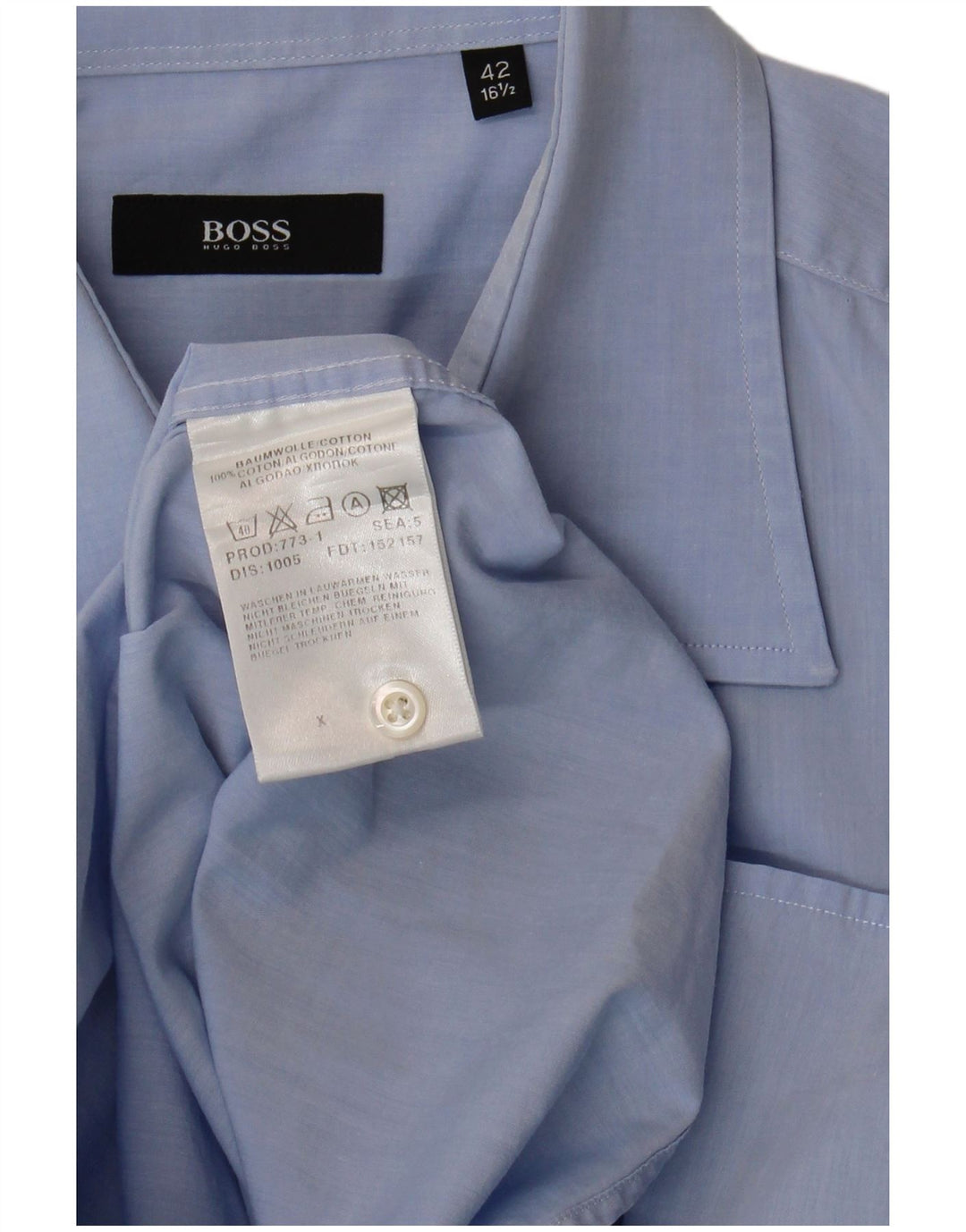 HUGO BOSS Chemise à manches courtes pour homme Taille 16 1/2 42 Grand coton bleu