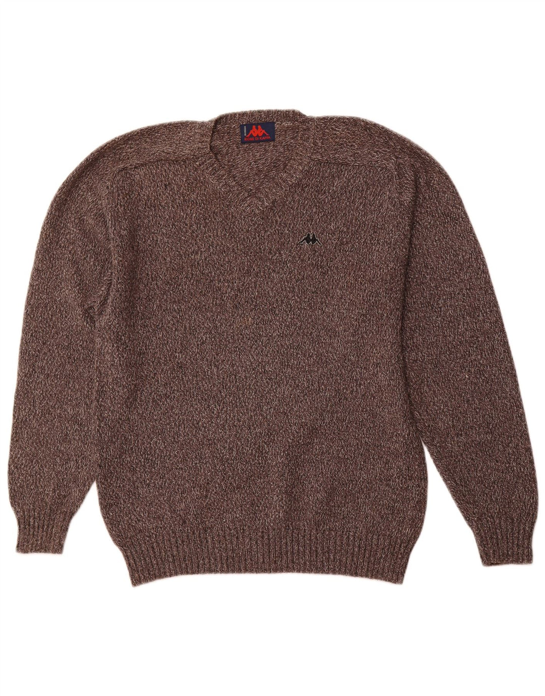 KAPPA Pull Col V Homme Gris Moyen Coton