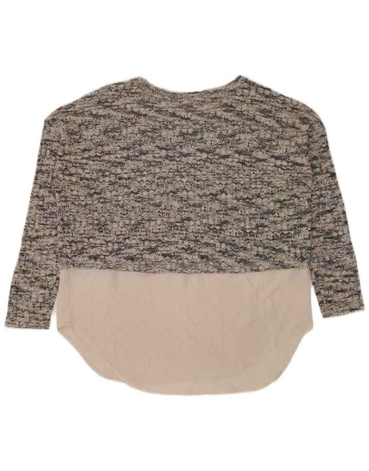 Zara Pull surdimensionné à col bateau pour femme UK 14 Gris moyen