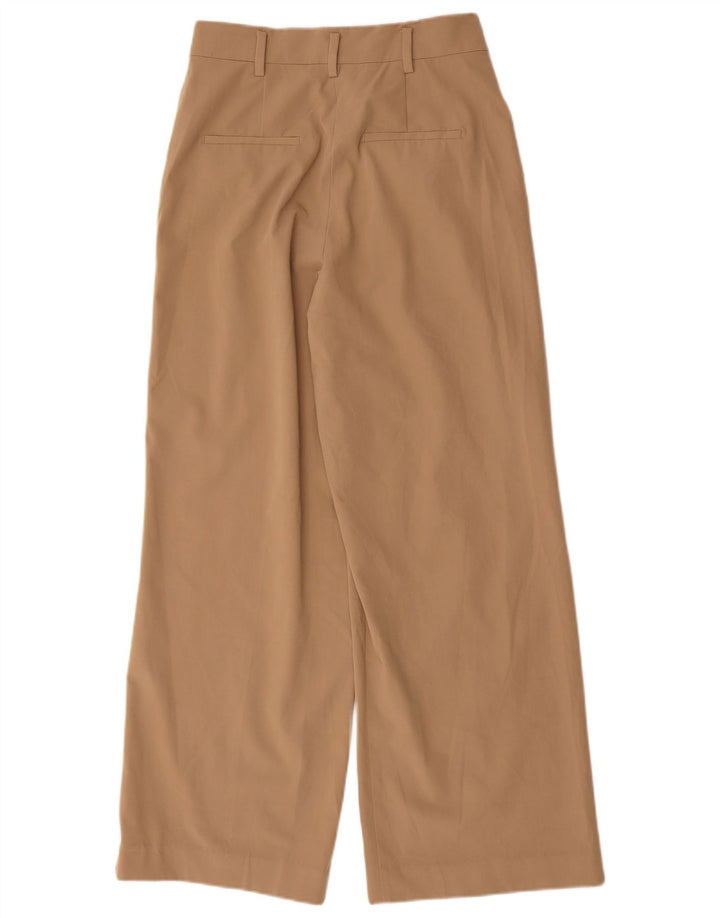 Zara Pantalon Chino Large Femme Medium W28 L30 Marron Polyester