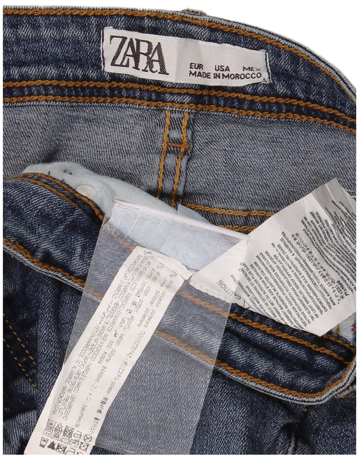 Zara Femme Jean Slim En Détresse W36 L28 Bleu Polyester