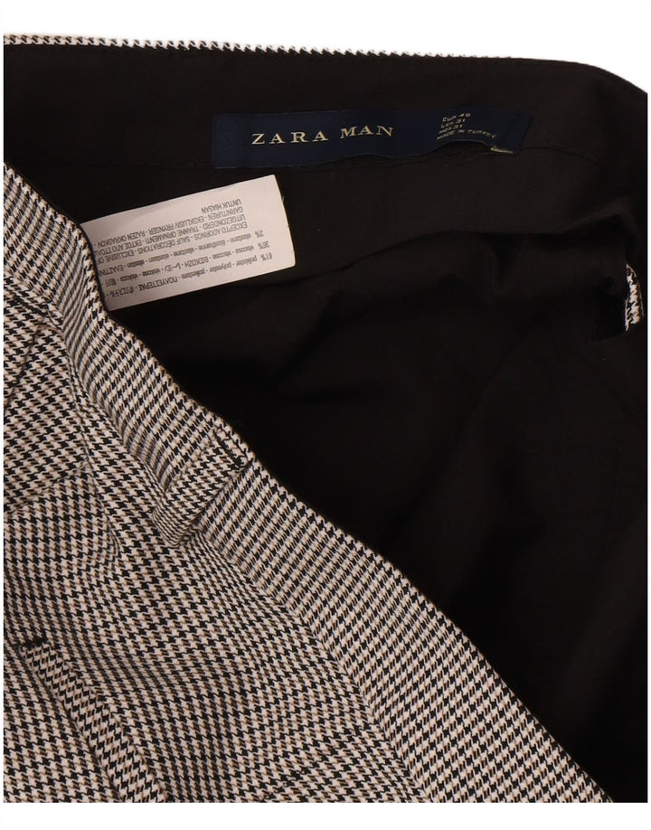 Zara Pantalon Chino Slim Homme EU 40 Medium W31 L25 Gris Pied-de-Poule