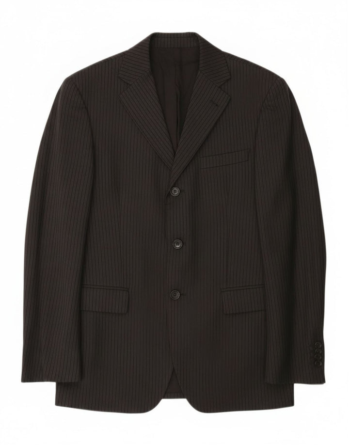 Paoloni Veste blazer à 3 boutons pour homme IT 48 Noir moyen à fines rayures