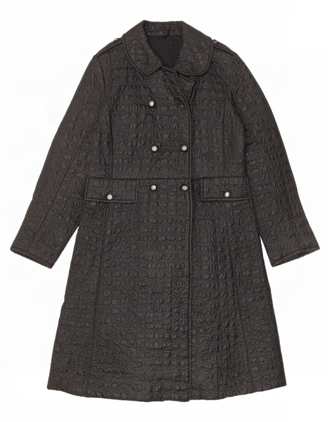 vintage Femme Trench Coat UK 8 Petit Noir