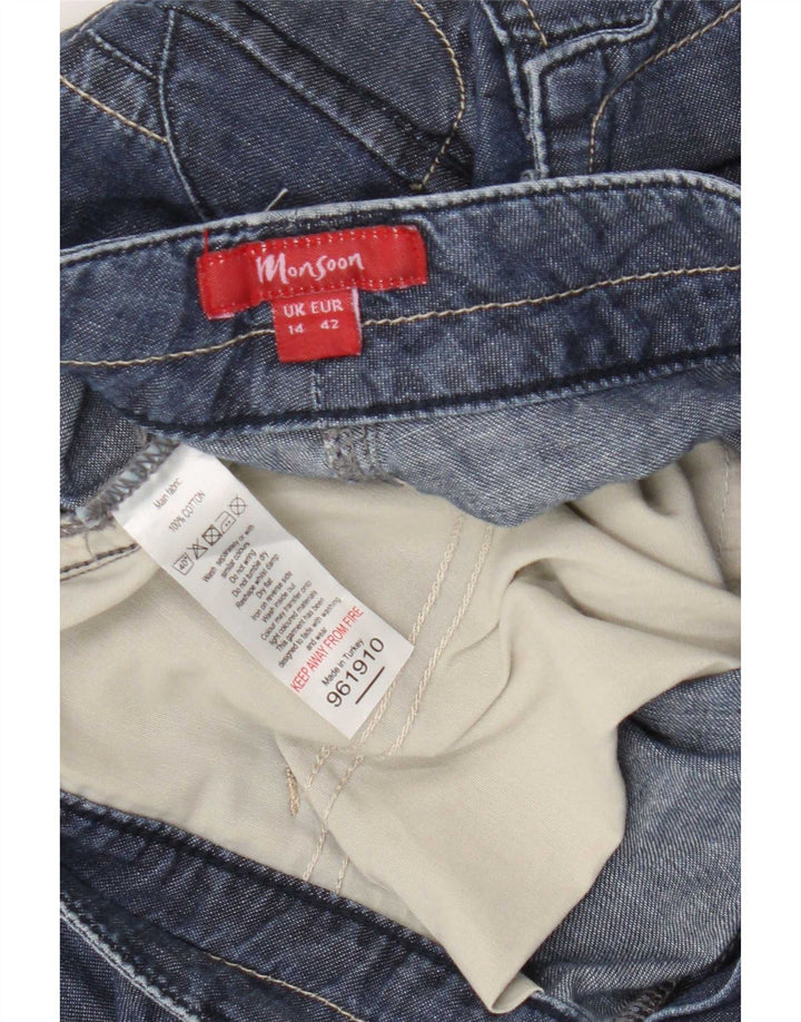 Monsoon Short cargo en jean pour femme UK 14 Medium W34 L20 Bleu Coton