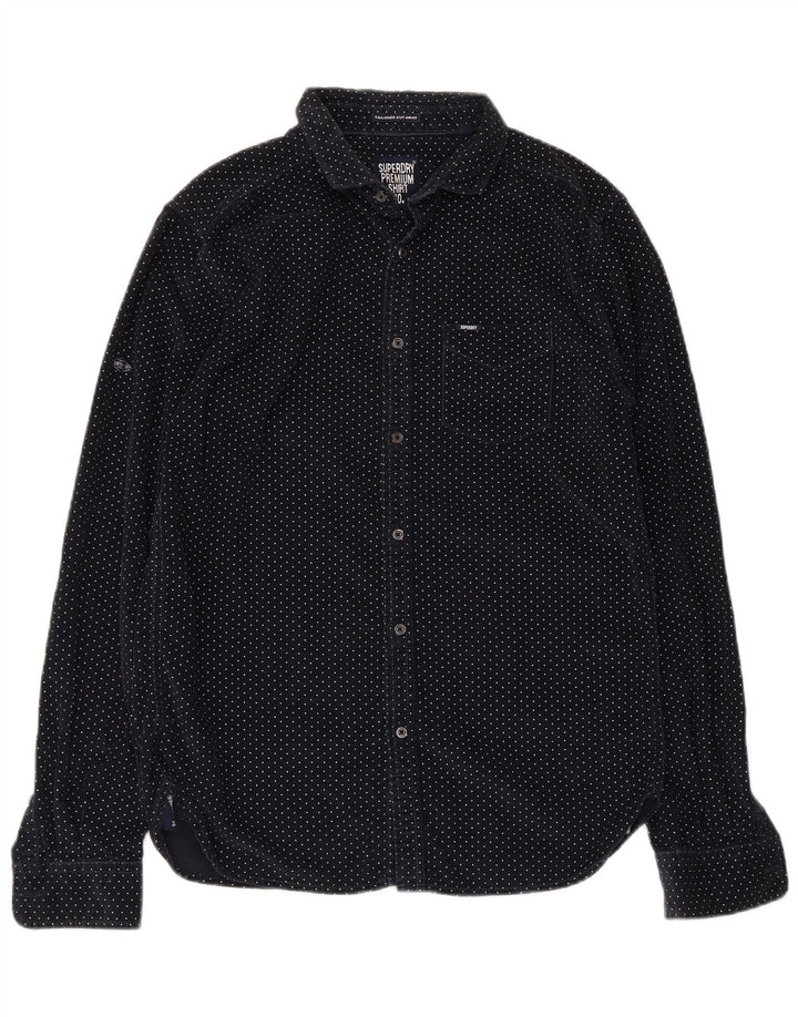 Superdry Chemise En Velours Côtelé Bleu Marine Moyen Coton À Pois