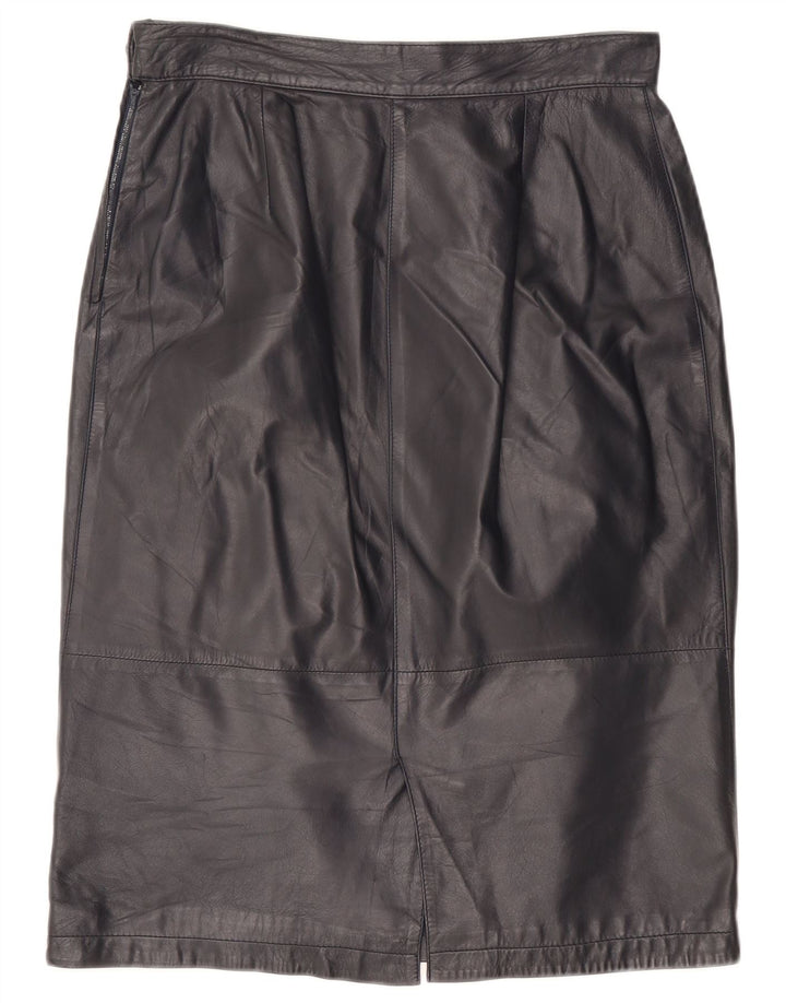jupe en cuir femme vintage IT 46 Large W32 Bleu Marine