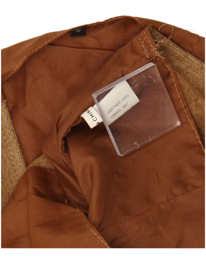 gilet en daim vintage pour homme petit cuir marron