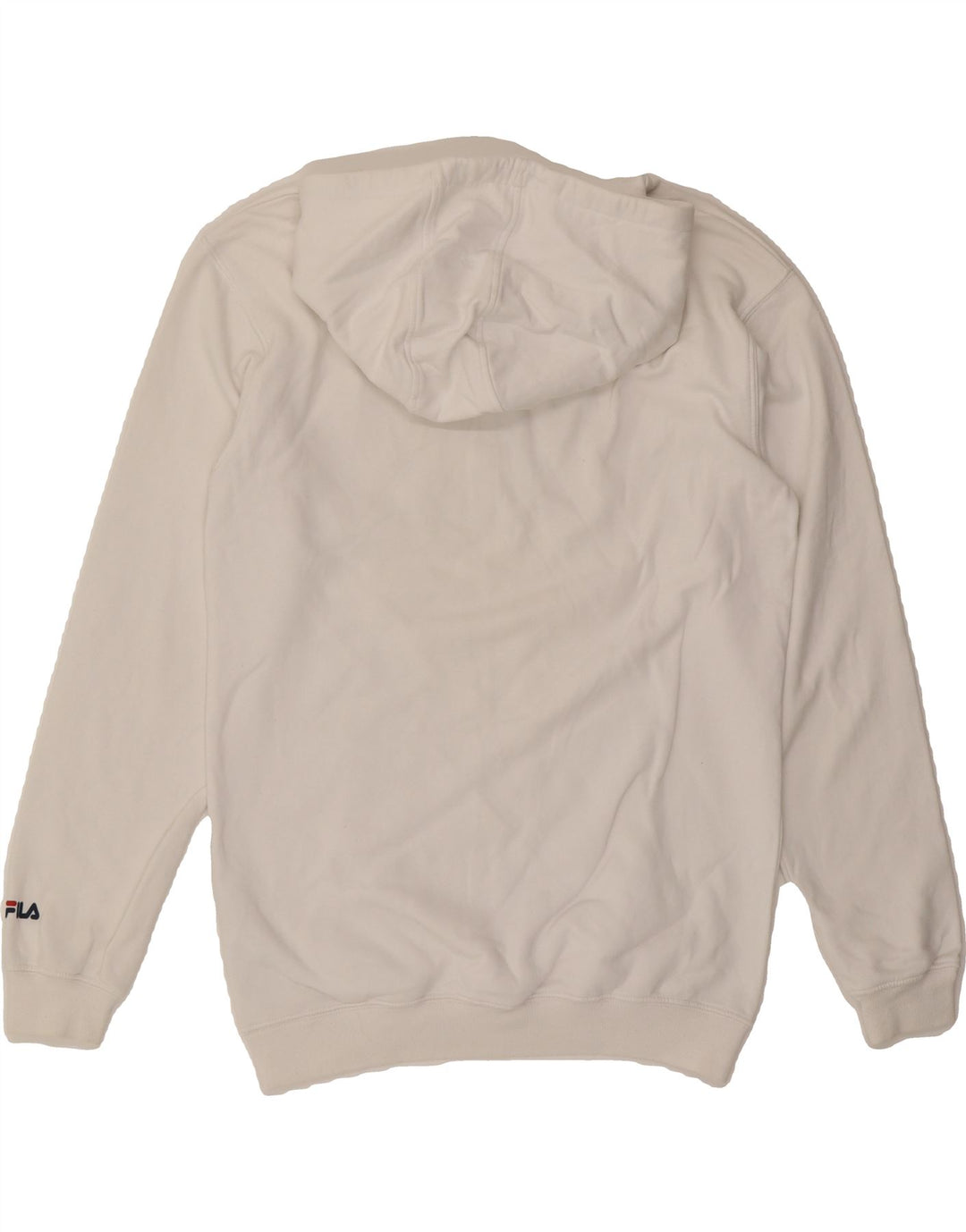 FILA Mens Graphic Hoodie Jumper Small White Cotton Vintage Fila and Second-Hand Fila from Messina Hembry 