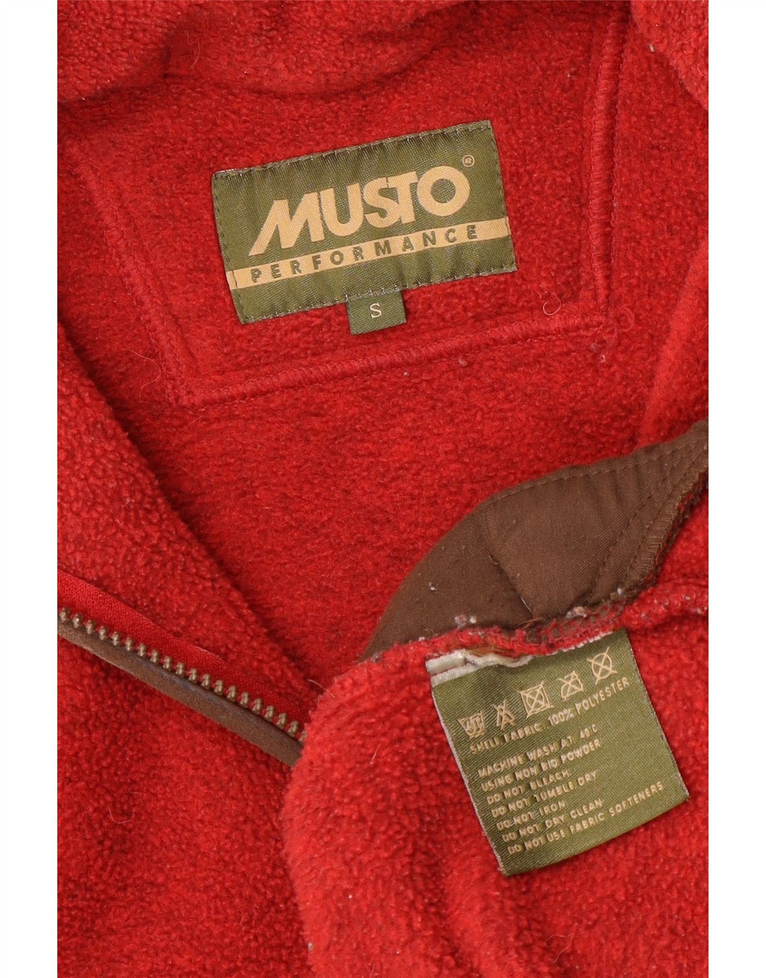 MUSTO Pull Polaire à Col Zippé Homme Petit Rouge Polyester