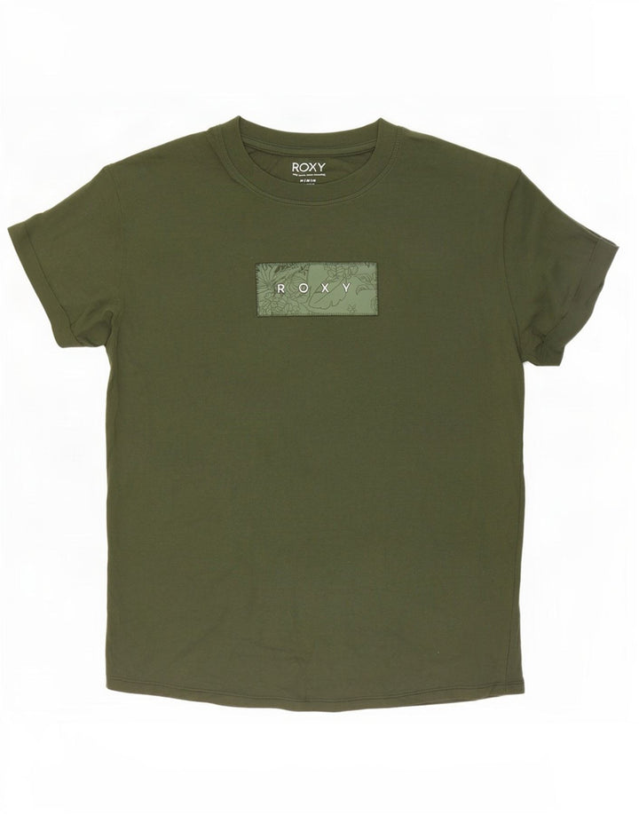 Roxy T-shirt graphique pour femme UK 14 Coton kaki moyen
