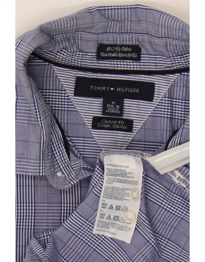 Tommy Hilfiger Chemise ajustée sur mesure pour homme Taille 15 1/2 16 Bleu moyen à carreaux