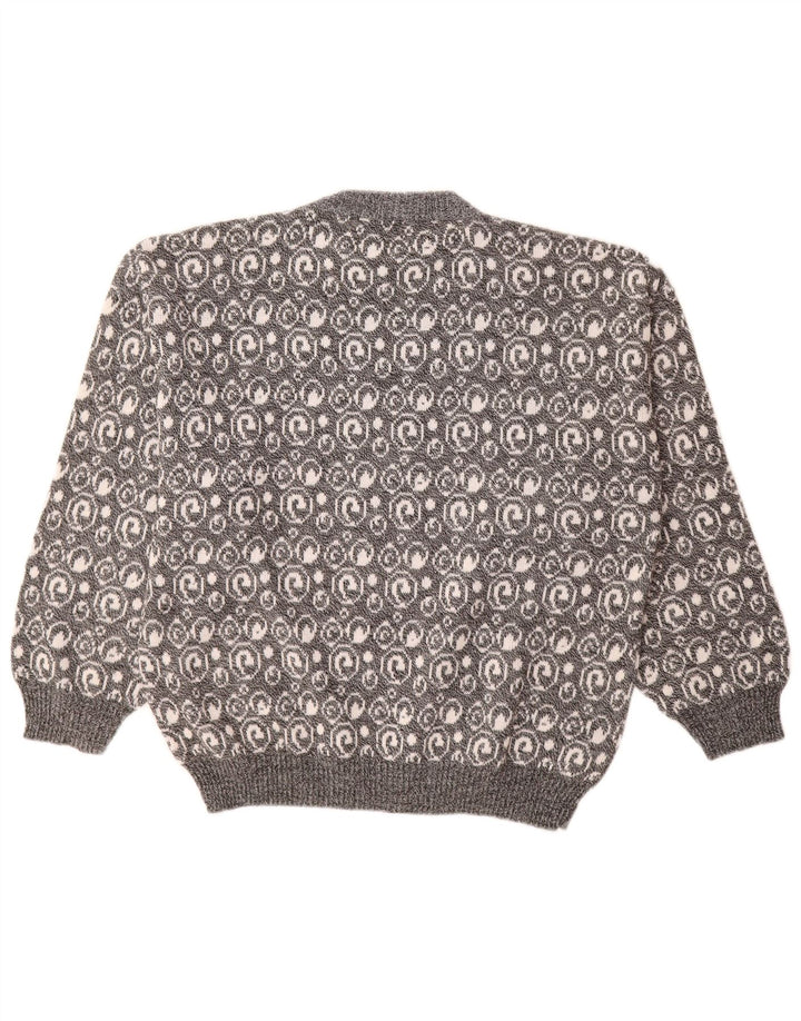 vintage Mens Crew Neck Jumper Pull Grand Gris Paisley