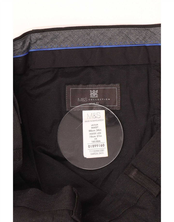 Marks & Spencer Pantalon de costume coupe slim pour homme W34 L31 Noir Polyester