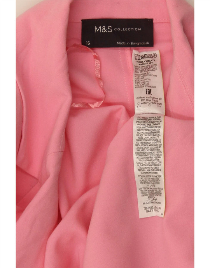 MARKS & SPENCER Veste blazer ouverte à manches 3/4 pour femme UK 16 Large Rose