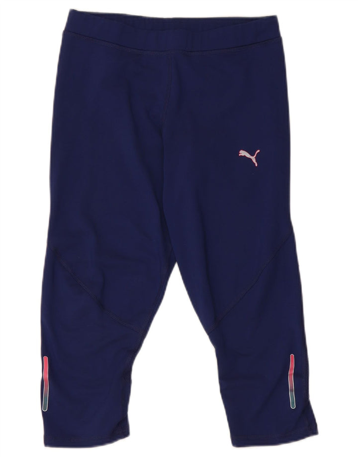 Puma Legging Capri Femme UK 10 Petit Bleu Marine Polyester