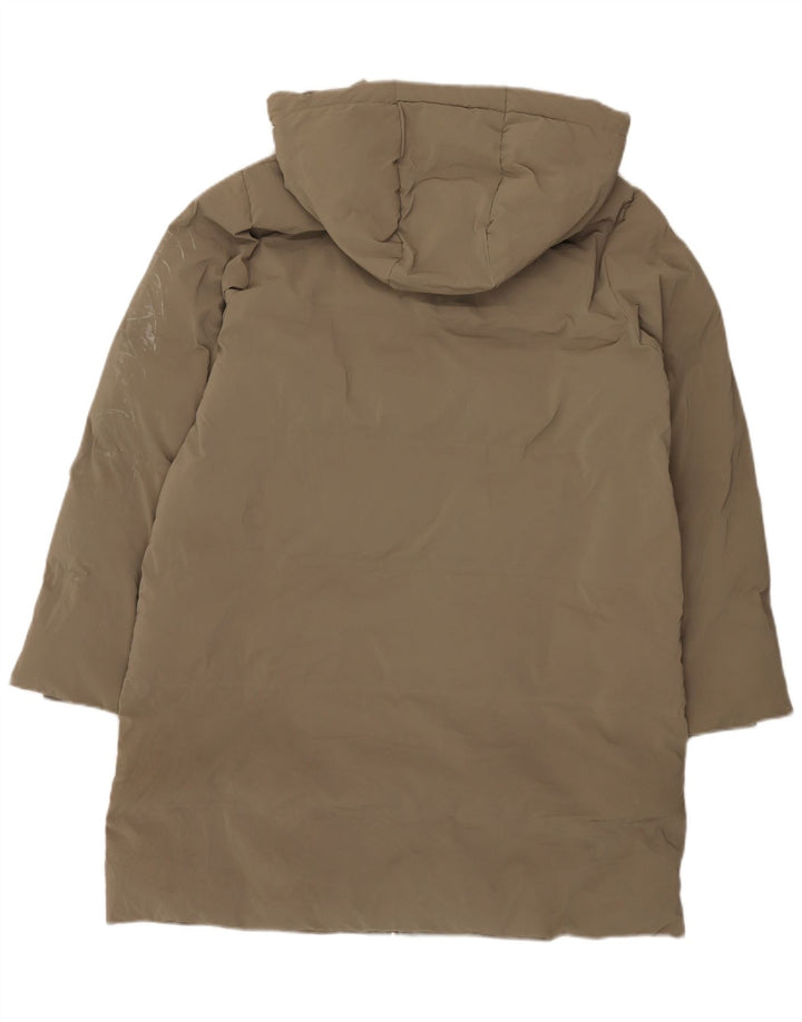Zara Manteau rembourré à capuche pour femme UK 18 XL Kaki Polyester